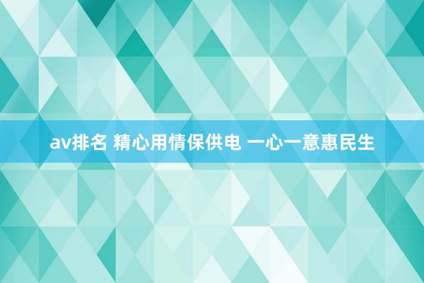 av排名 精心用情保供电 一心一意惠民生