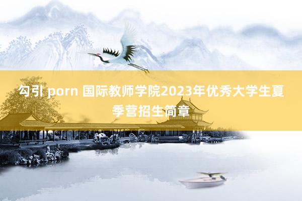 勾引 porn 国际教师学院2023年优秀大学生夏季营招生简章