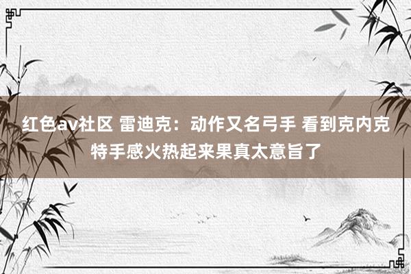 红色av社区 雷迪克：动作又名弓手 看到克内克特手感火热起来果真太意旨了